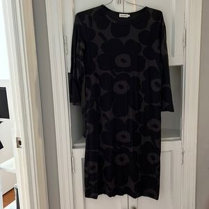 Marimekko black jersey Unikko dress, XS